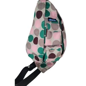 Kavu Polka Dot Sling Bag Gray Pink Green and Brown